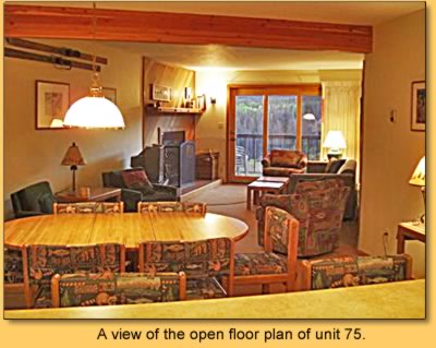 A view of the open floor plan of unit 75.